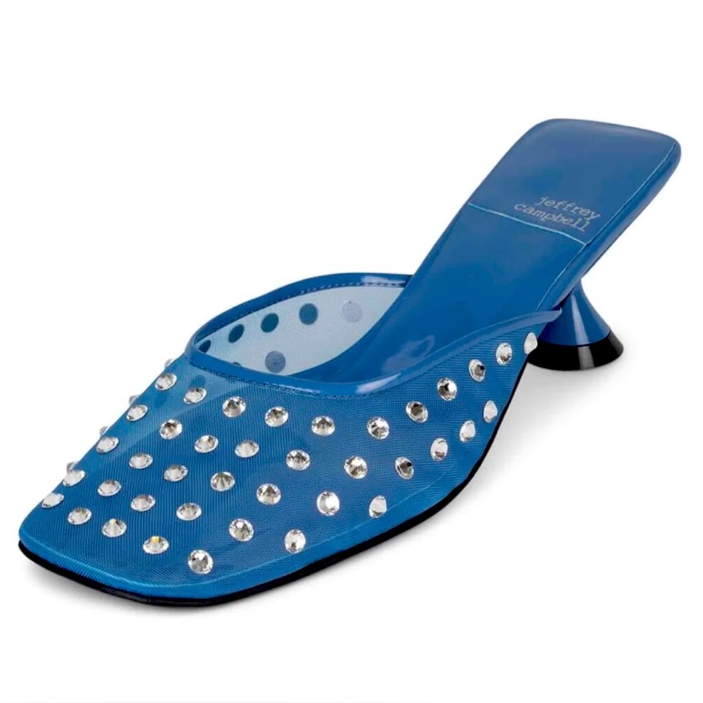 Great reduced price 🦋Jeffery Campbell Blue Studded Women's kitten mules
